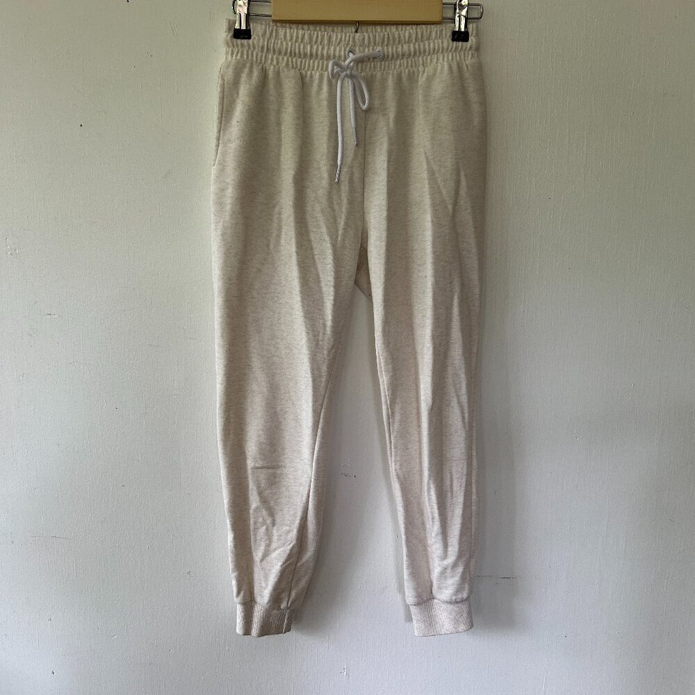 Active Basics Neutral Joggers Womens Small Cream‎ Elastic Waist Pockets Minimal